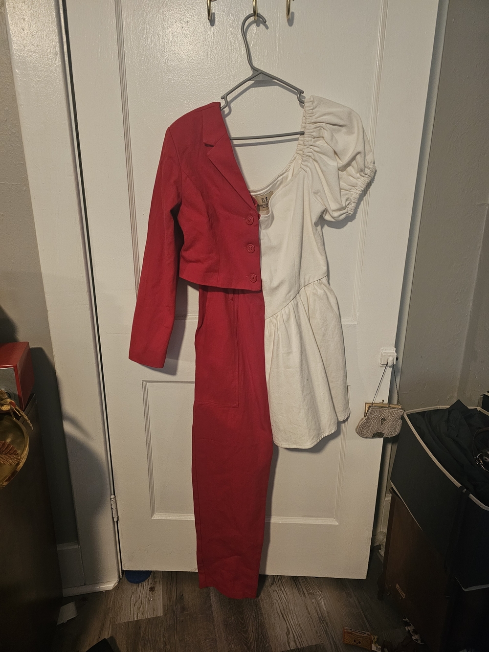 Fashion Brand Company OG Red and White Half-and-Half Jumpsuit